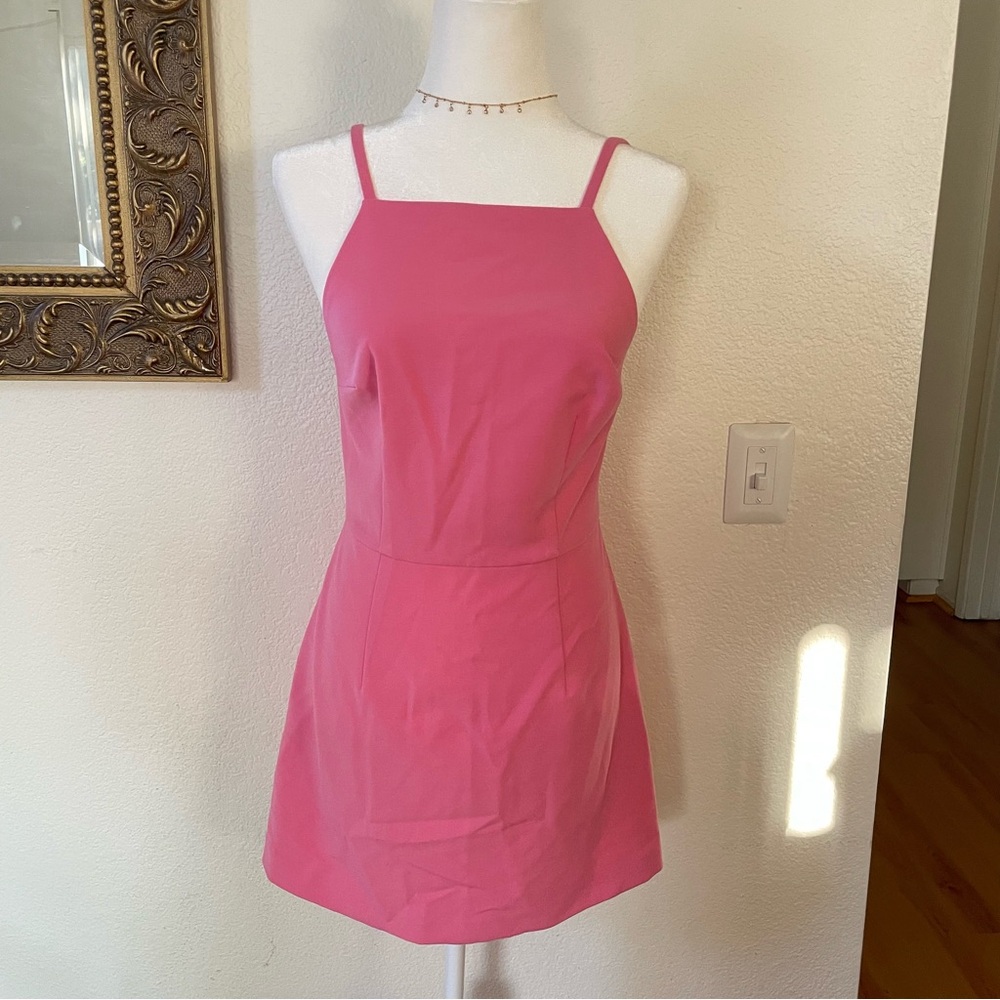 FRENCH CONNECTION / HIGH NECK PINK MINI DRESS : S